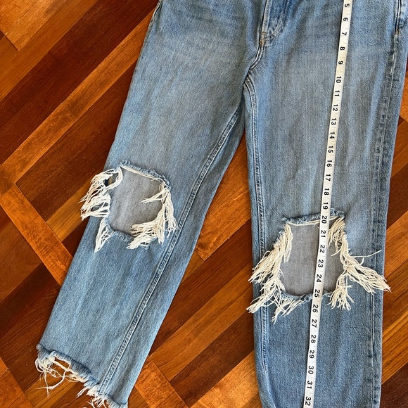 Free People We the Free Maggie Mid-Rise Straight-Leg Jeans Ripped Frayed 29 - Picture 6 of 14